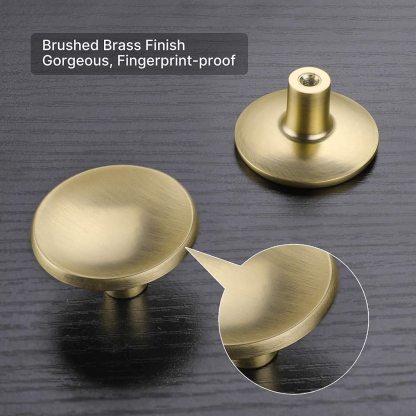 10 Pack Brushed Brass Cabinet Knobs Round Drawer Knobs For