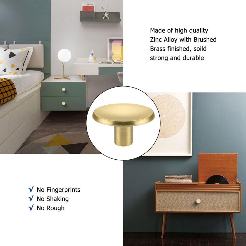 20 Pack Brass Cabinet Handles Solid Round Drawer Knobs For Kitchen Cabinets(LS4008GD) -Homdiy