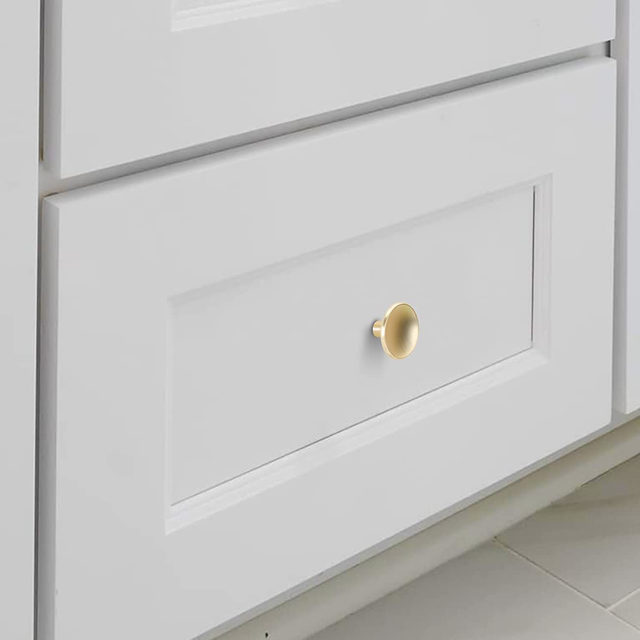 20 Pack Brass Cabinet Handles Solid Round Drawer Knobs For Kitchen Cabinets(LS4008GD) -Homdiy