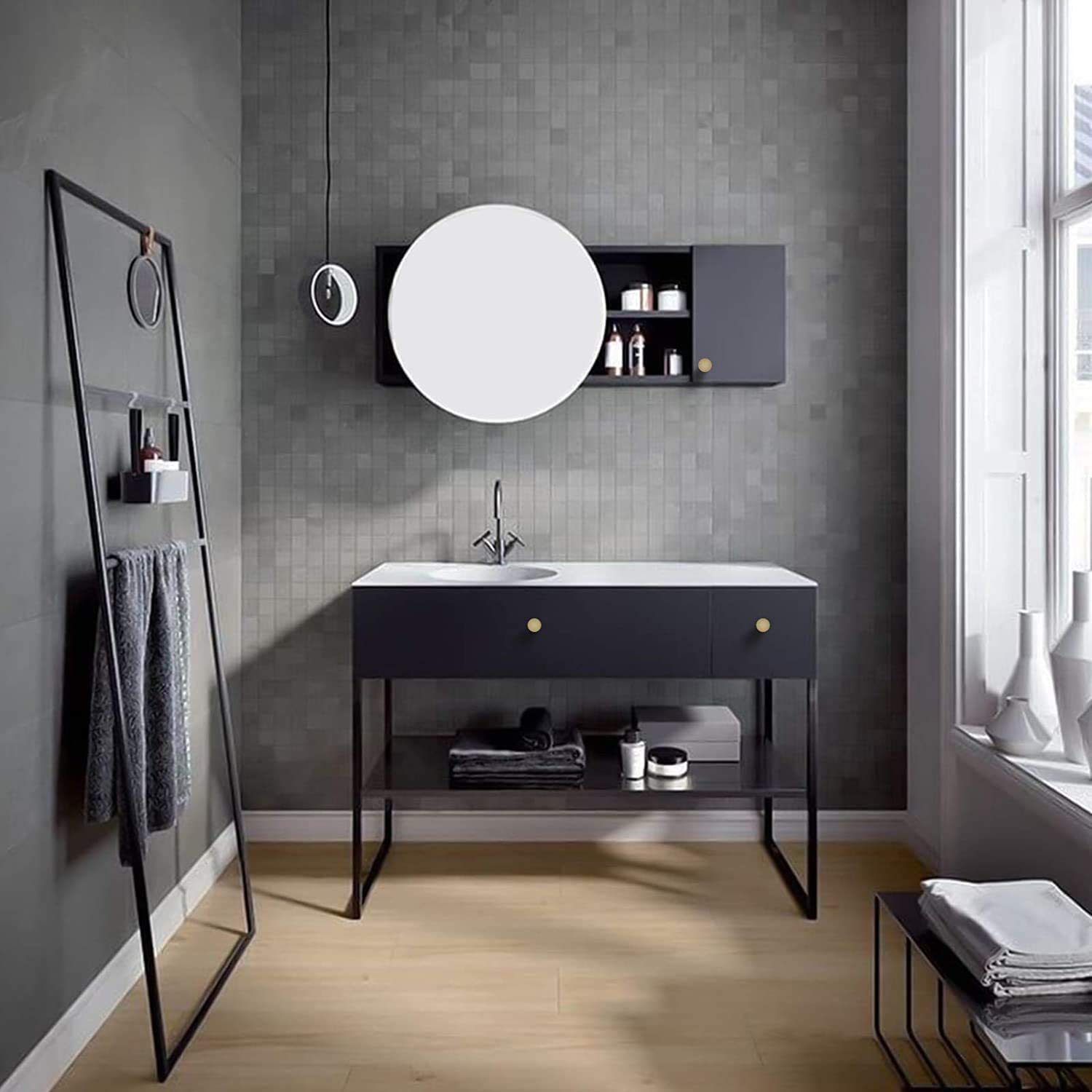 20 Pack Brass Cabinet Handles Solid Round Drawer Knobs For Kitchen Cabinets(LS4008GD) -Homdiy