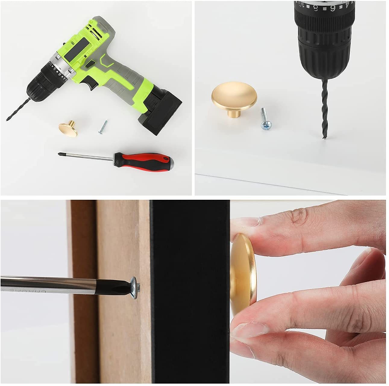 20 Pack Brass Cabinet Handles Solid Round Drawer Knobs For Kitchen Cabinets(LS4008GD) -Homdiy