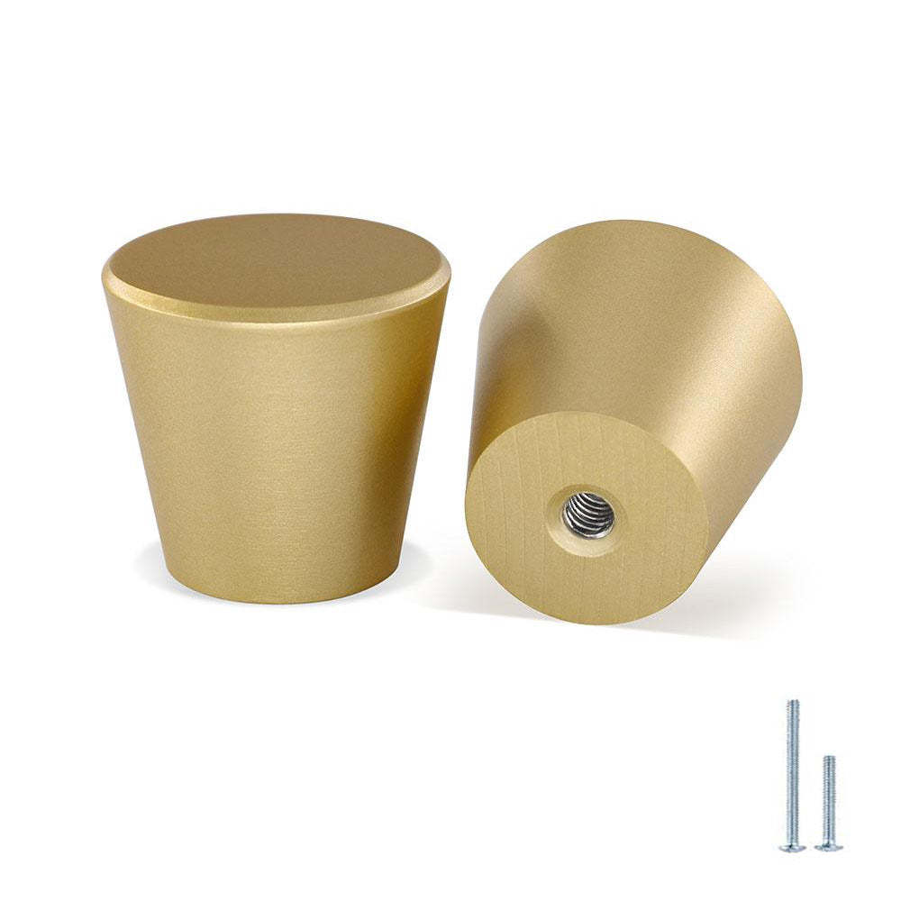 12 Pack Brushed Brass Circular Cone Shape Knobs Cabinet Hardware Solid(LS745GD) -Homdiy