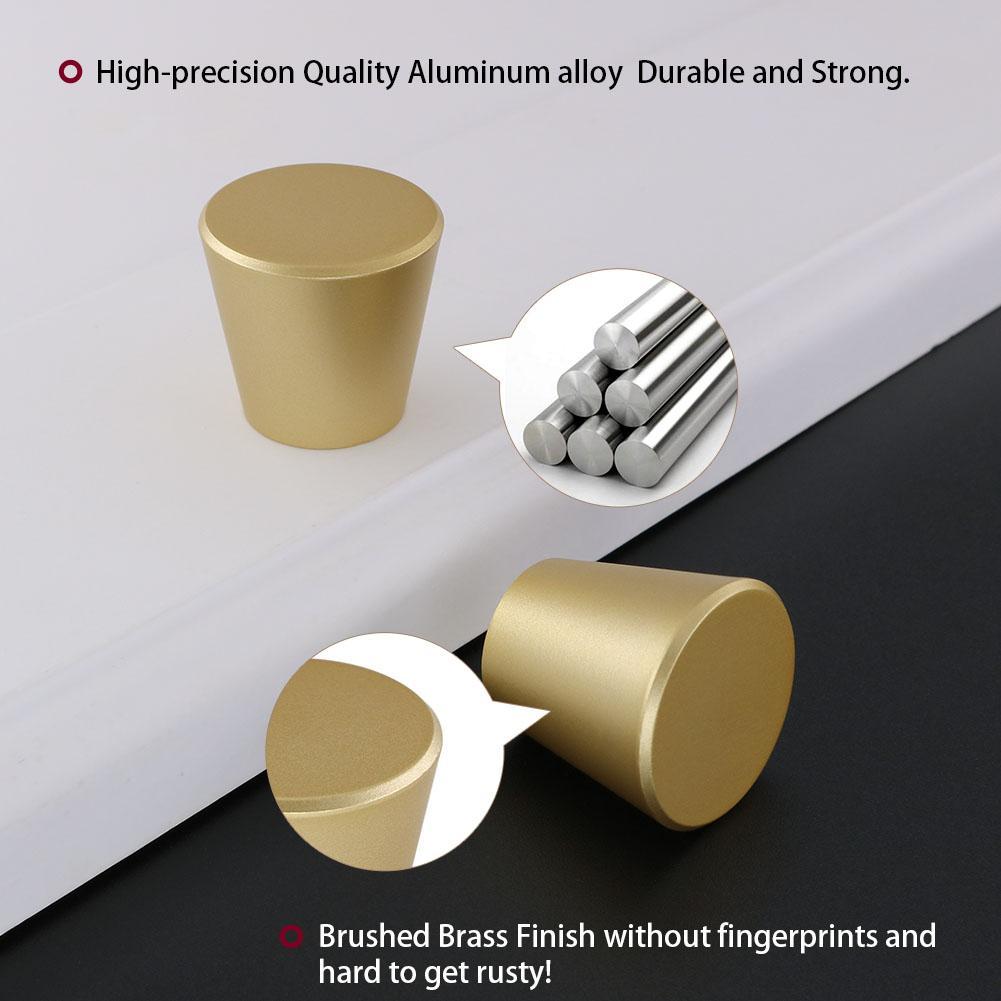 12 Pack Brushed Brass Circular Cone Shape Knobs Cabinet Hardware Solid(LS745GD) -Homdiy