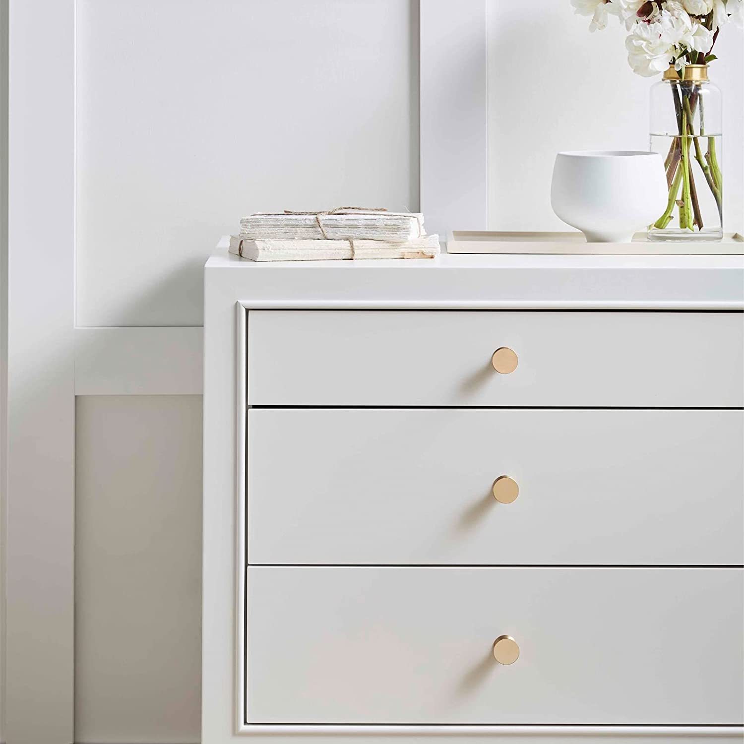 12 Pack Brushed Brass Circular Cone Shape Knobs Cabinet Hardware Solid(LS745GD) -Homdiy