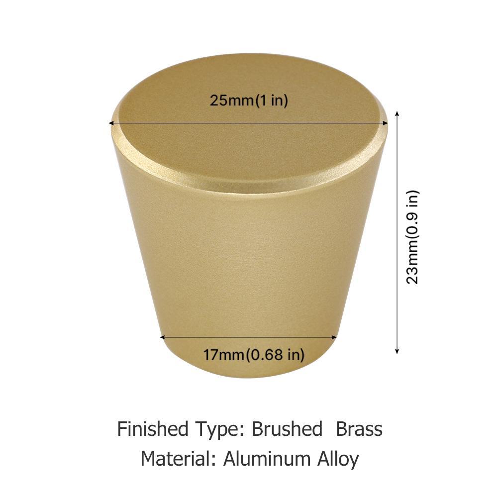 12 Pack Brushed Brass Circular Cone Shape Knobs Cabinet Hardware Solid(LS745GD) -Homdiy