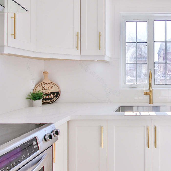 Brushed Brass Gold Euro Bar Kitchen Cabinet Pulls -Homdiy