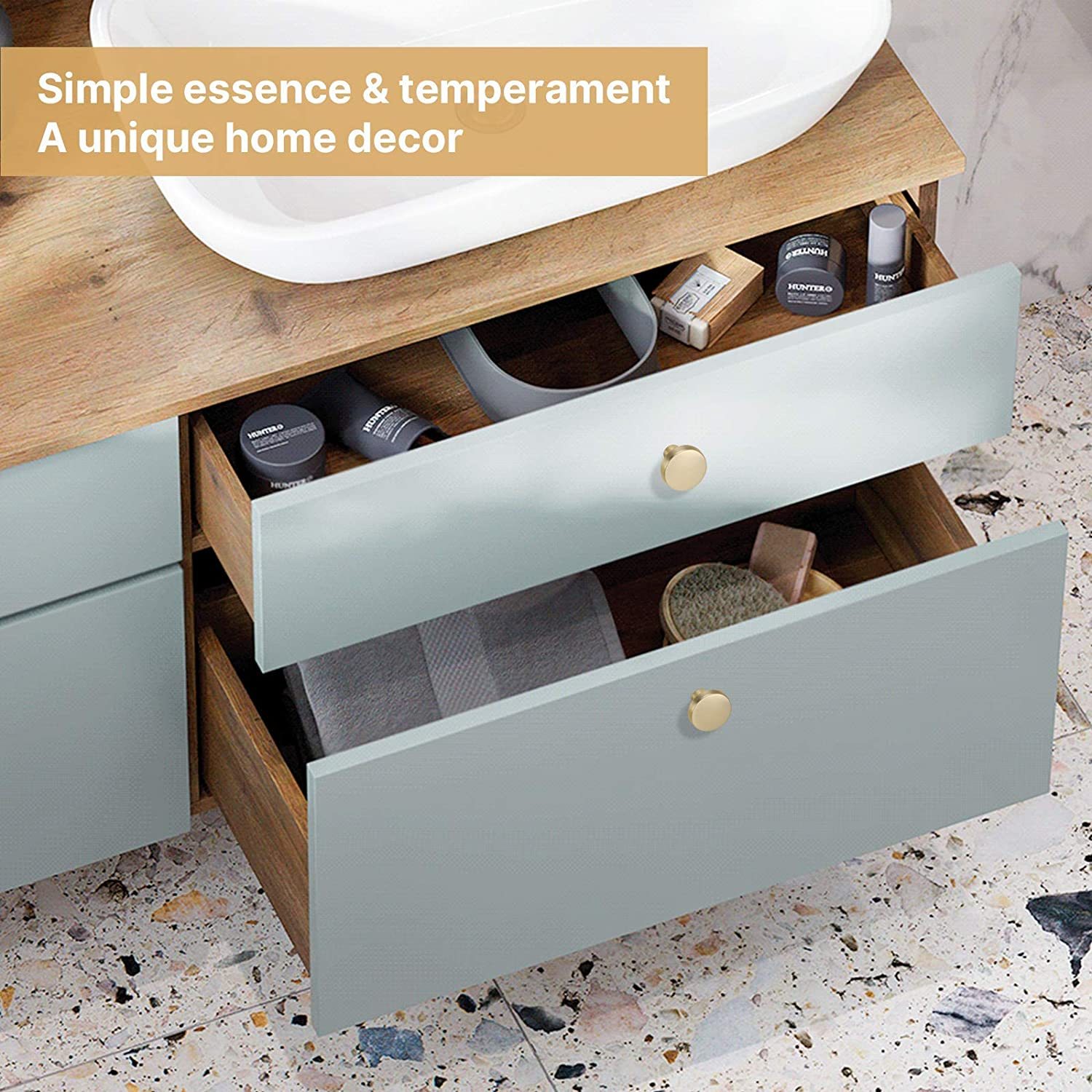 12 Pack Round Drawer Knobs Gold Kitchen Cabinet Knobs(LS5310GD) -Homdiy