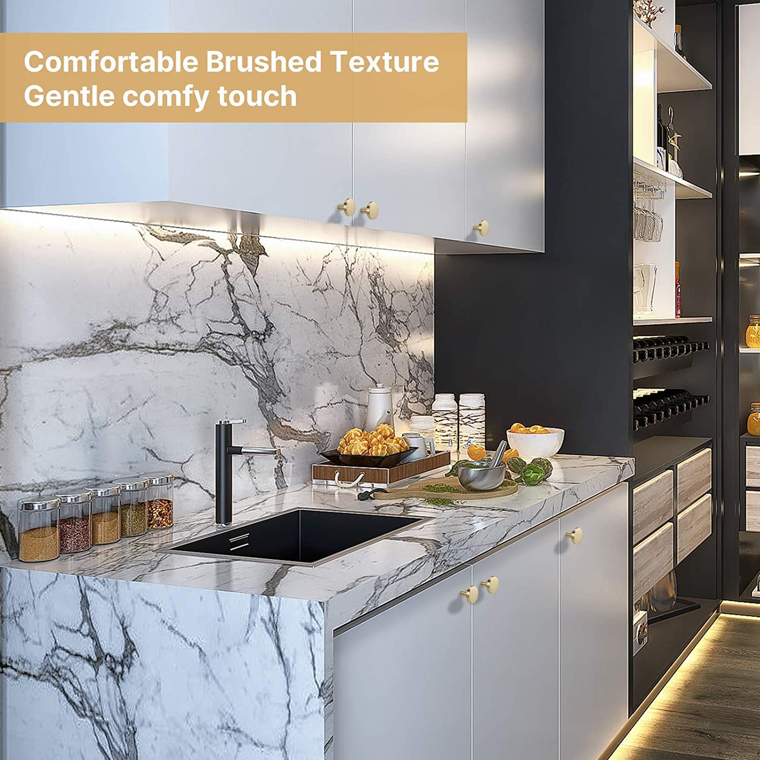 12 Pack Round Drawer Knobs Gold Kitchen Cabinet Knobs(LS5310GD) -Homdiy