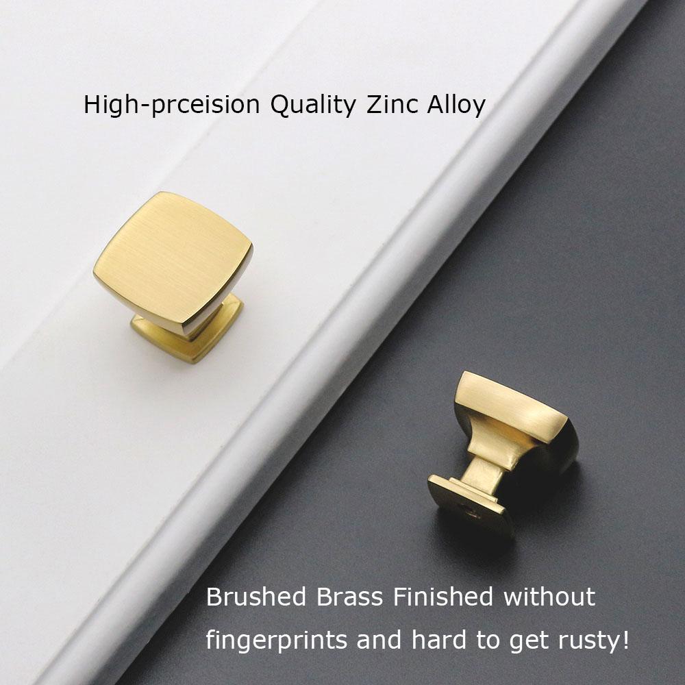 10 Pack Brushed Brass Square Cabinet Cupboard Knobs For Kitchen(LS9016GD) -Homdiy