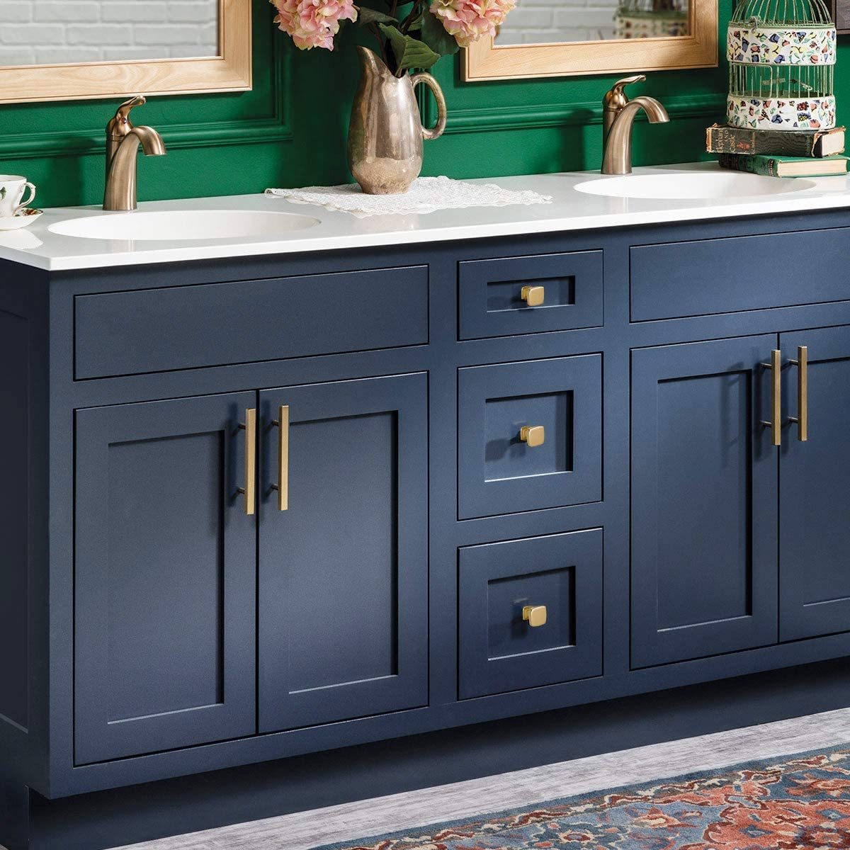 10 Pack Brushed Brass Square Cabinet Cupboard Knobs For Kitchen(LS9016GD) -Homdiy