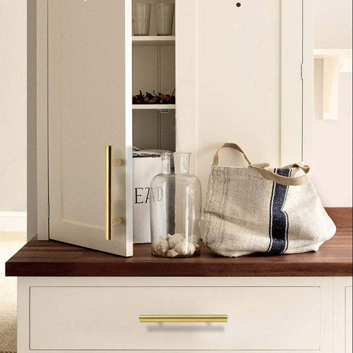 Brushed Brass Gold Euro Bar Kitchen Cabinet Pulls -Homdiy