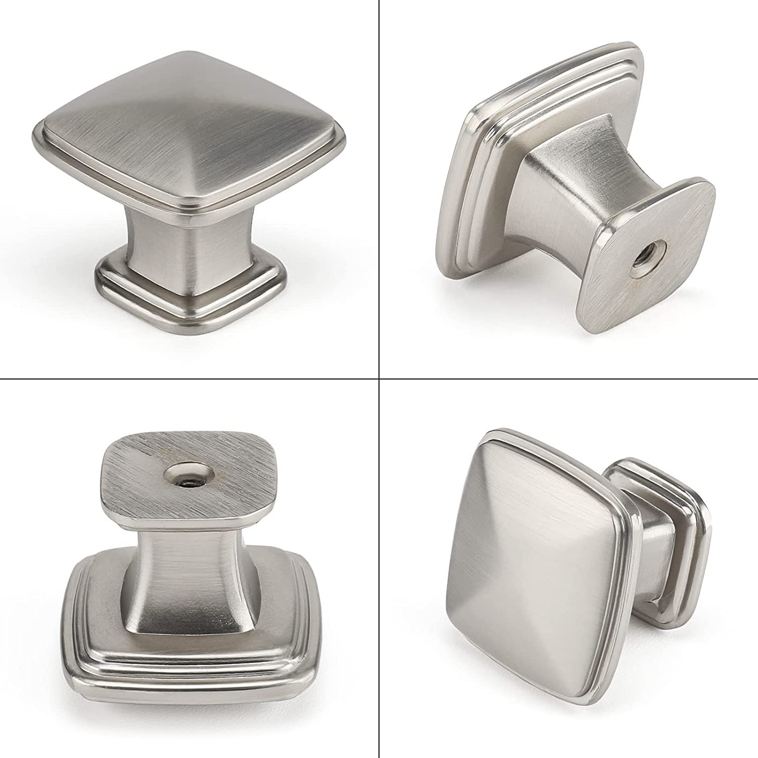12 Pack Brushed Nickel Cabinet Door Knobs Solid Zinc Alloy (LS8791MBN) -Homdiy