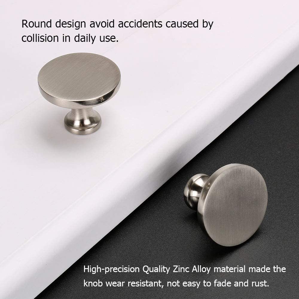 20 Pack Silver Round Cupboard Knobs Pulls Dresser Drawer Knobs For Bathroom(LS9189SNB) -Homdiy