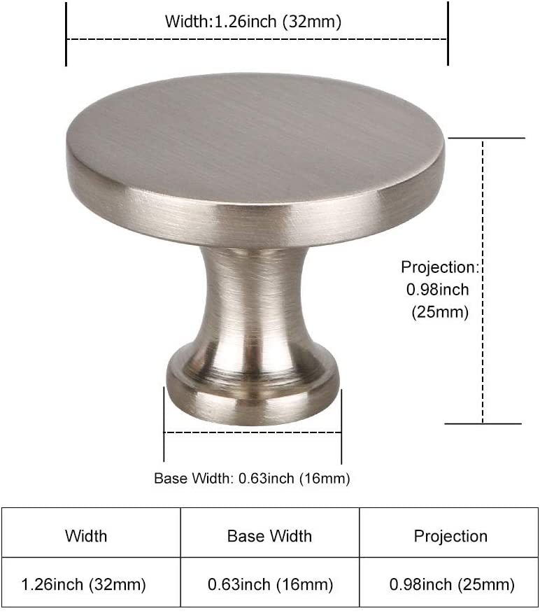 20 Pack Silver Round Cupboard Knobs Pulls Dresser Drawer Knobs For Bathroom(LS9189SNB) -Homdiy