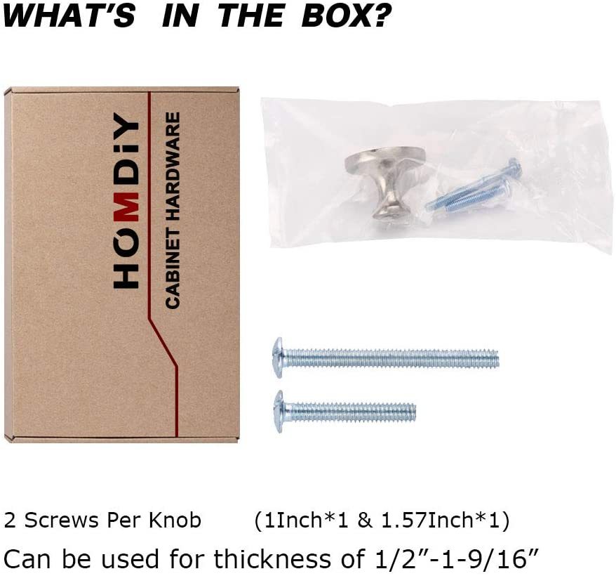 20 Pack Silver Round Cupboard Knobs Pulls Dresser Drawer Knobs For Bathroom(LS9189SNB) -Homdiy