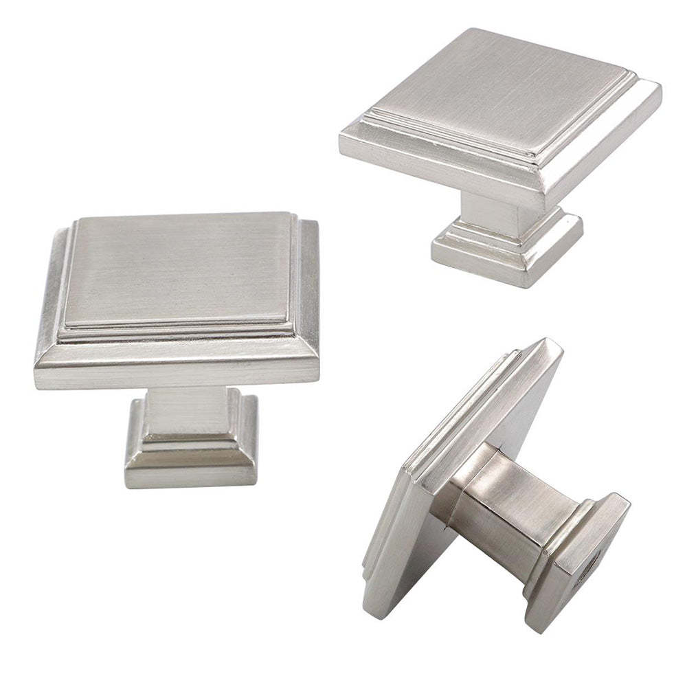 20 Pack Square Cabinet Knobs Brushed Nickel Zinc Alloy