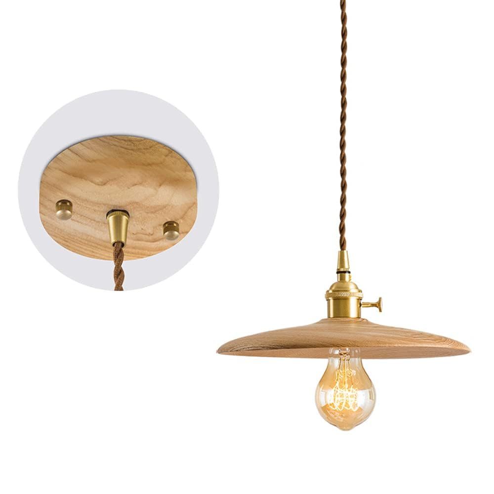 Retro Walnut Conical Pendant Light -Homdiy