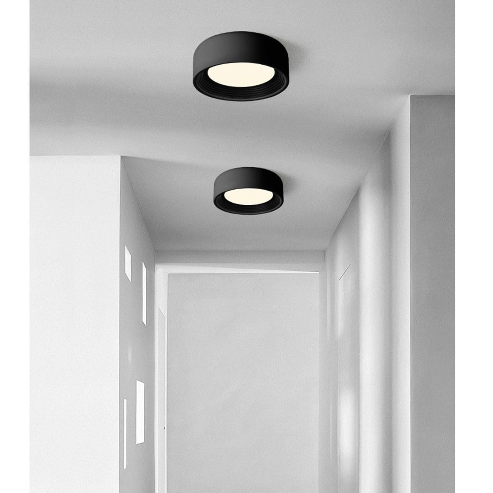 Round LED Black Metal Ceiling Lamp Flush Mount Ceiling Light -Homdiy