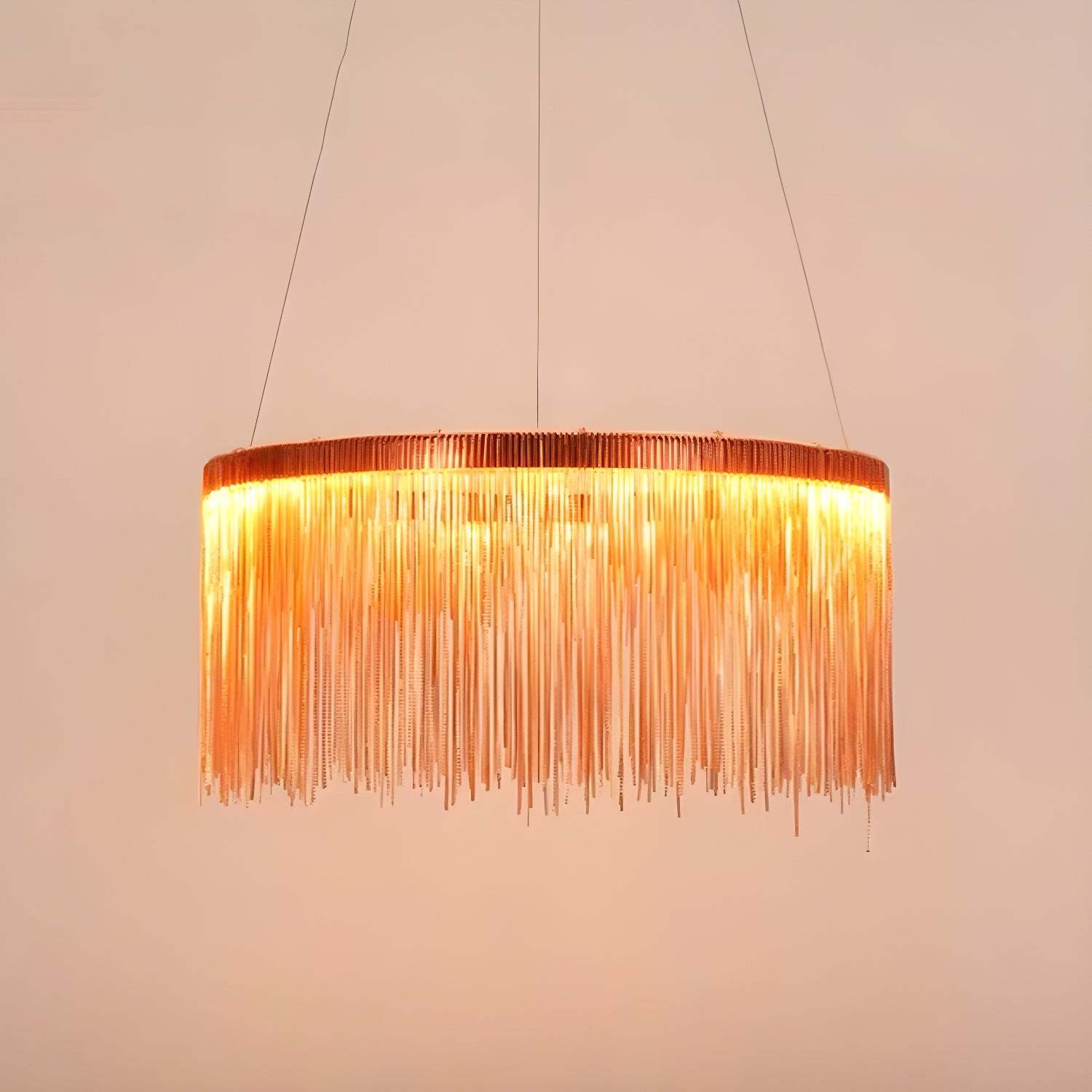 Round Chain Tassel Chandelier for Dining Room -Homdiy