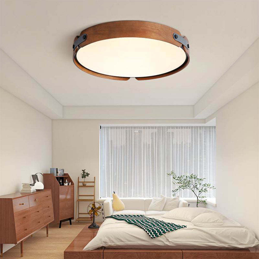 Mid-Century Wood Dome Ceiling Lamp -Homdiy