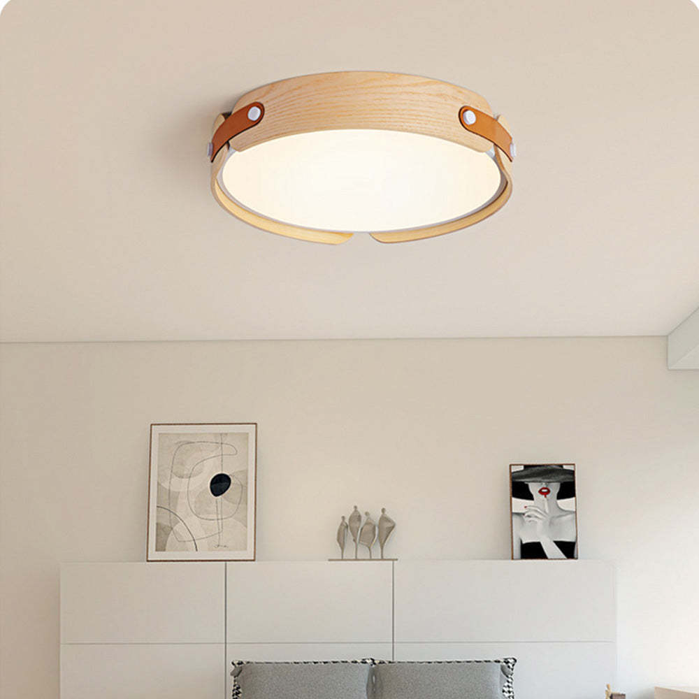Mid-Century Wood Dome Ceiling Lamp -Homdiy