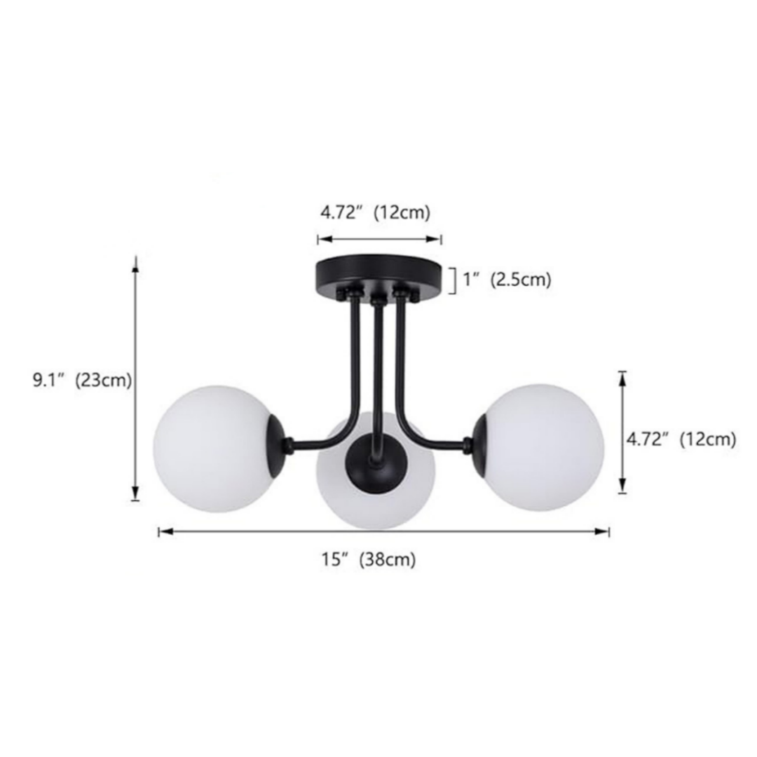 Vintage Multi Heads Round Glass Ceiling Light -Homdiy