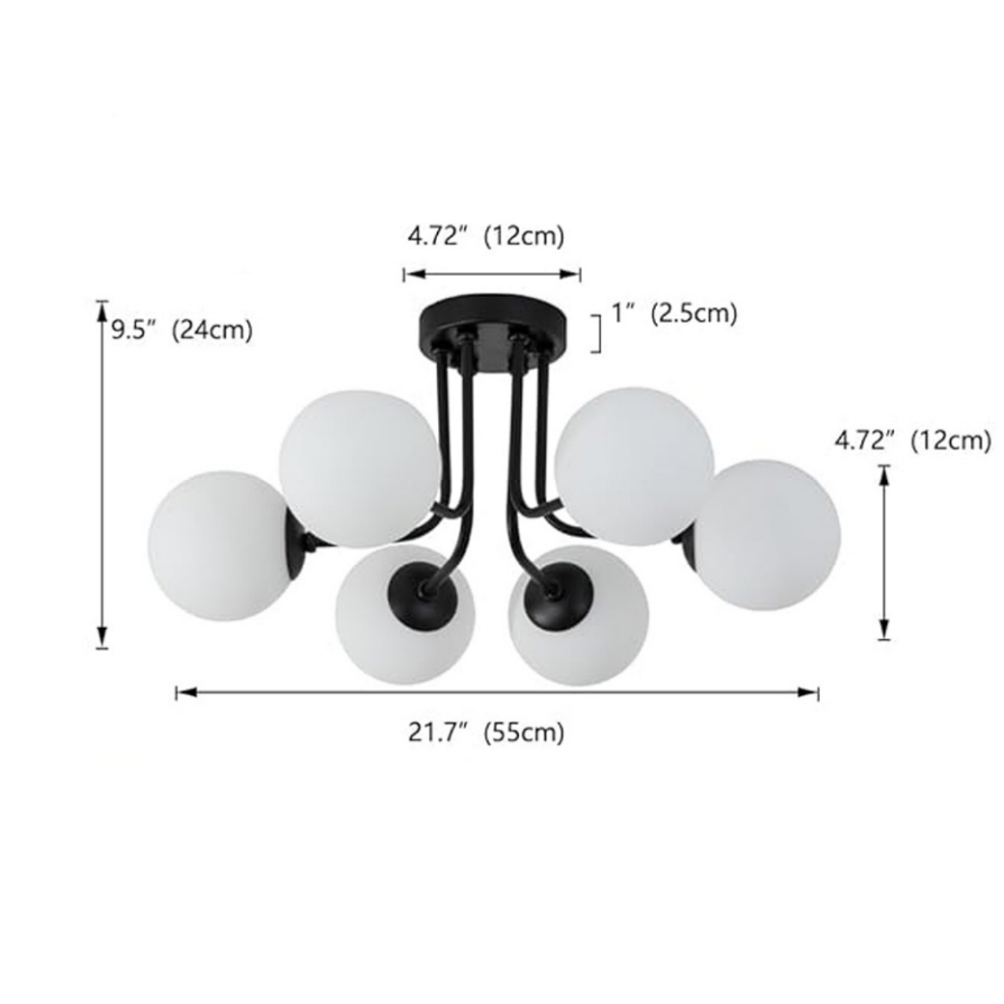 Vintage Multi Heads Round Glass Ceiling Light -Homdiy