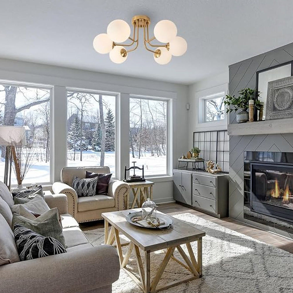 Vintage Multi Heads Round Glass Ceiling Light -Homdiy