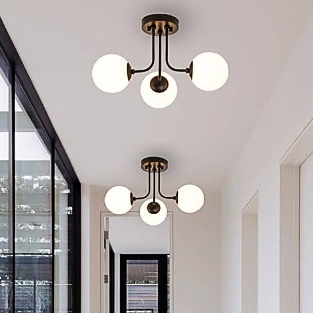 Vintage Multi Heads Round Glass Ceiling Light -Homdiy