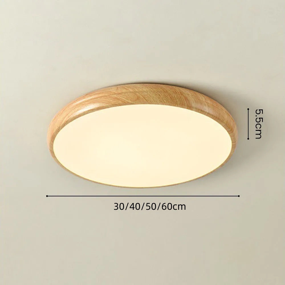 Nordic LED Round Walnut Bedroom Ceiling Lamp