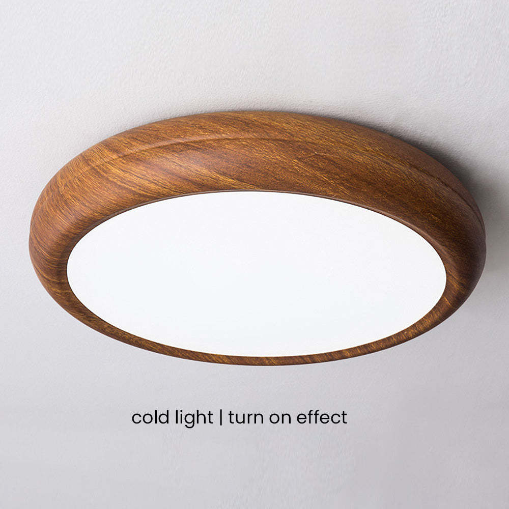 Nordic LED Round Walnut Bedroom Ceiling Lamp -Homdiy