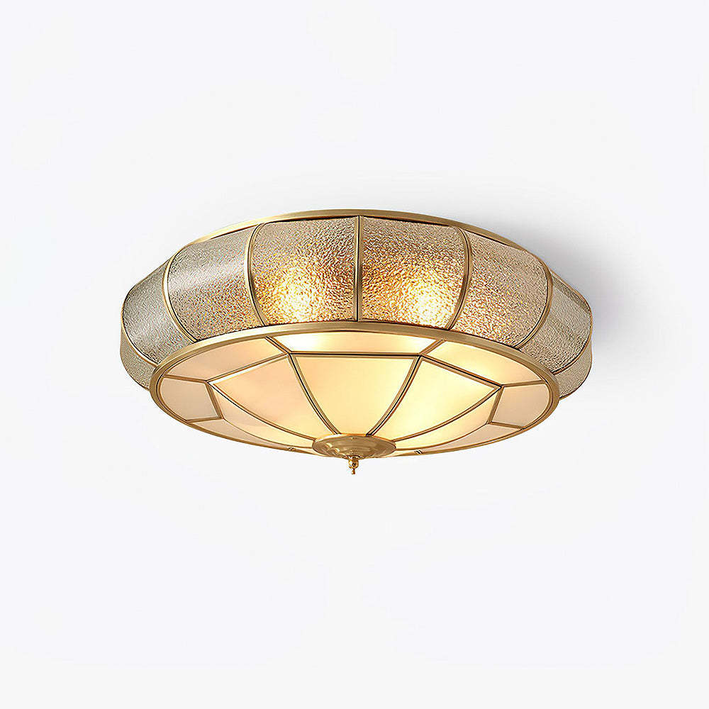 Vintage Copper Glass Drum Ceiling Light -Homdiy