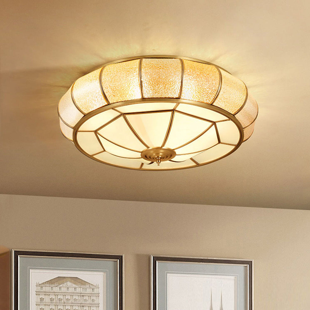 Vintage Copper Glass Drum Ceiling Light -Homdiy