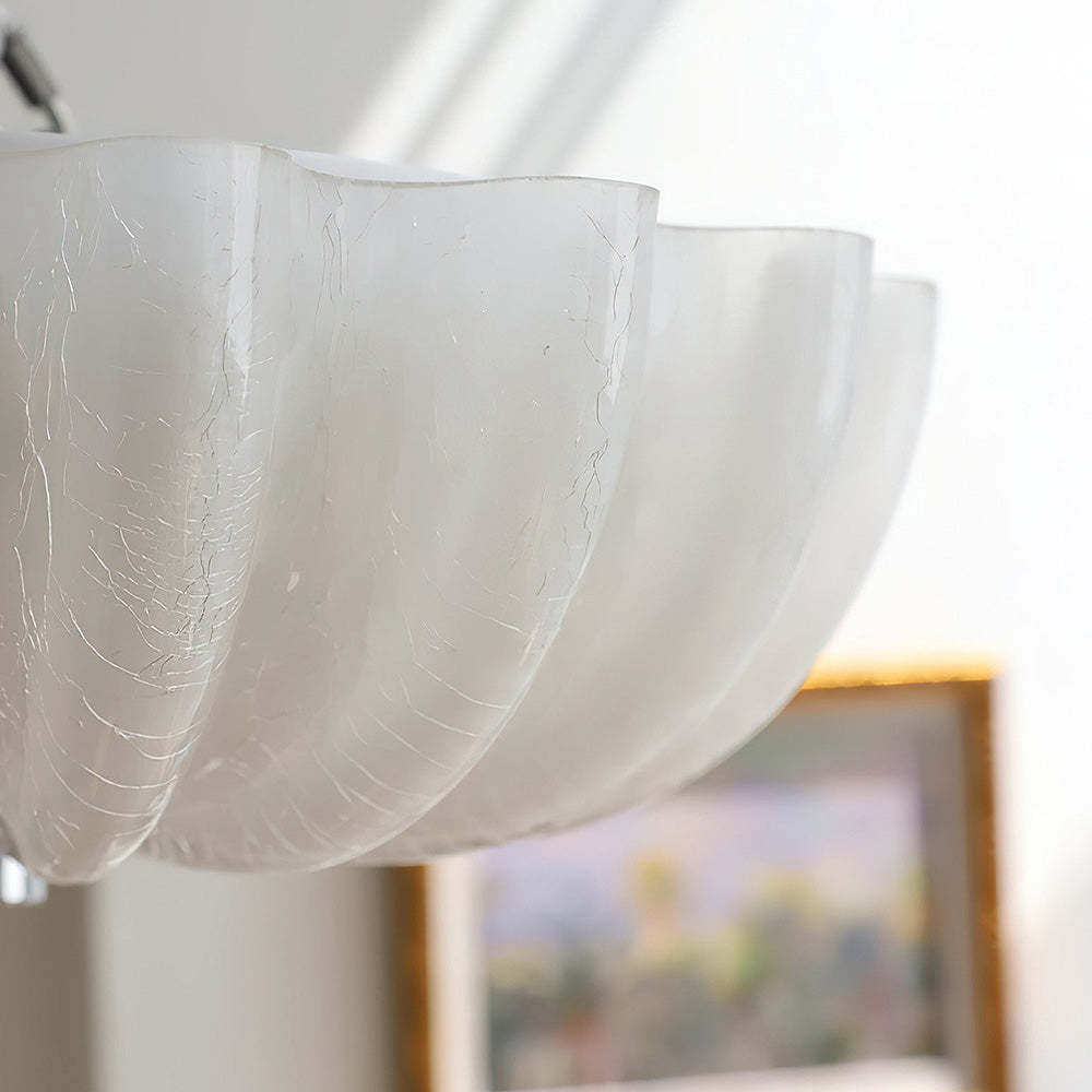 French White Glass Flush Ceiling Light -Homdiy