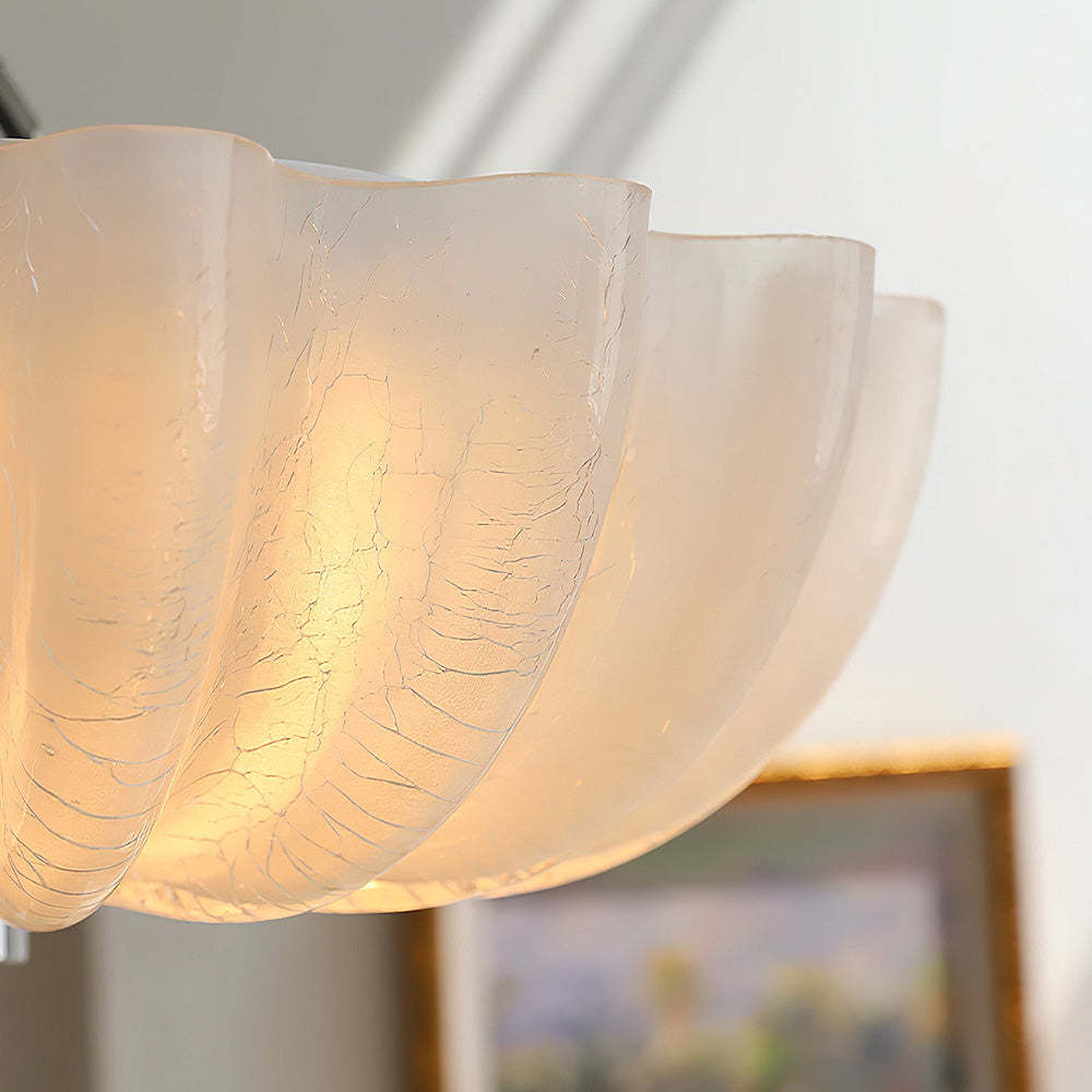French White Glass Flush Ceiling Light -Homdiy