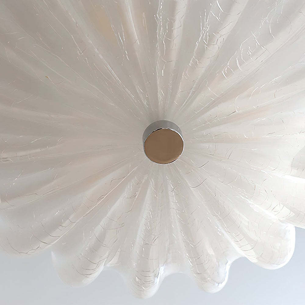French White Glass Flush Ceiling Light -Homdiy