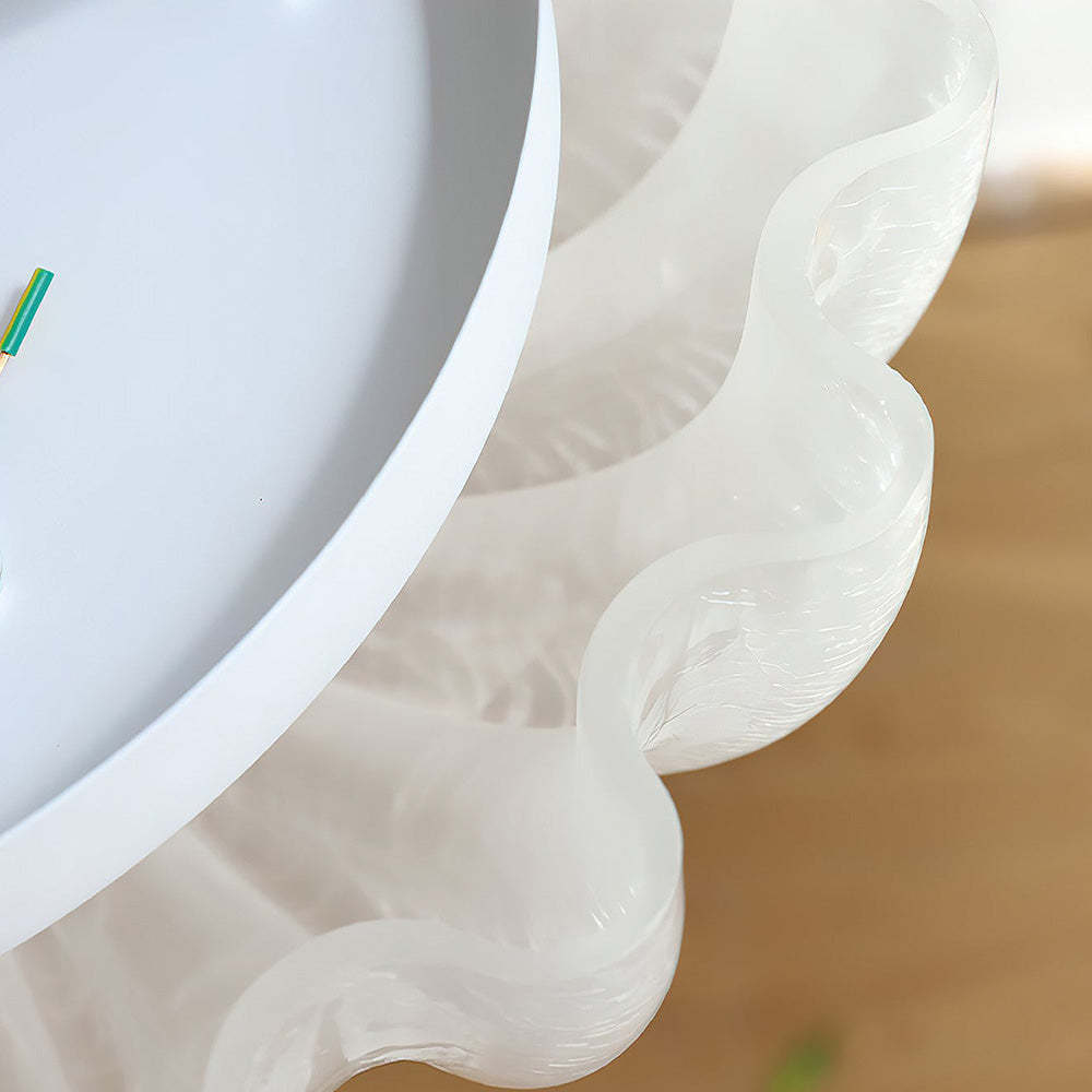 French White Glass Flush Ceiling Light -Homdiy