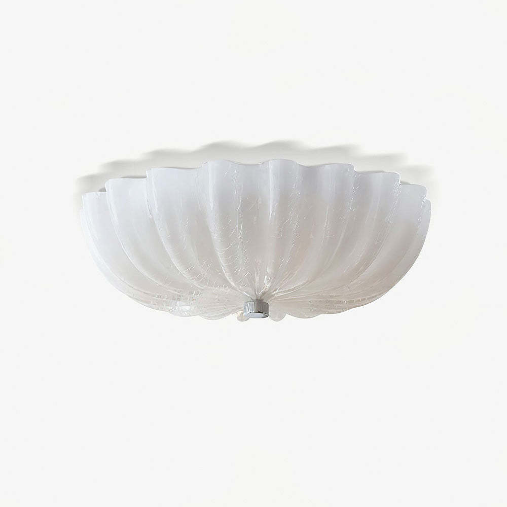 French White Glass Flush Ceiling Light -Homdiy