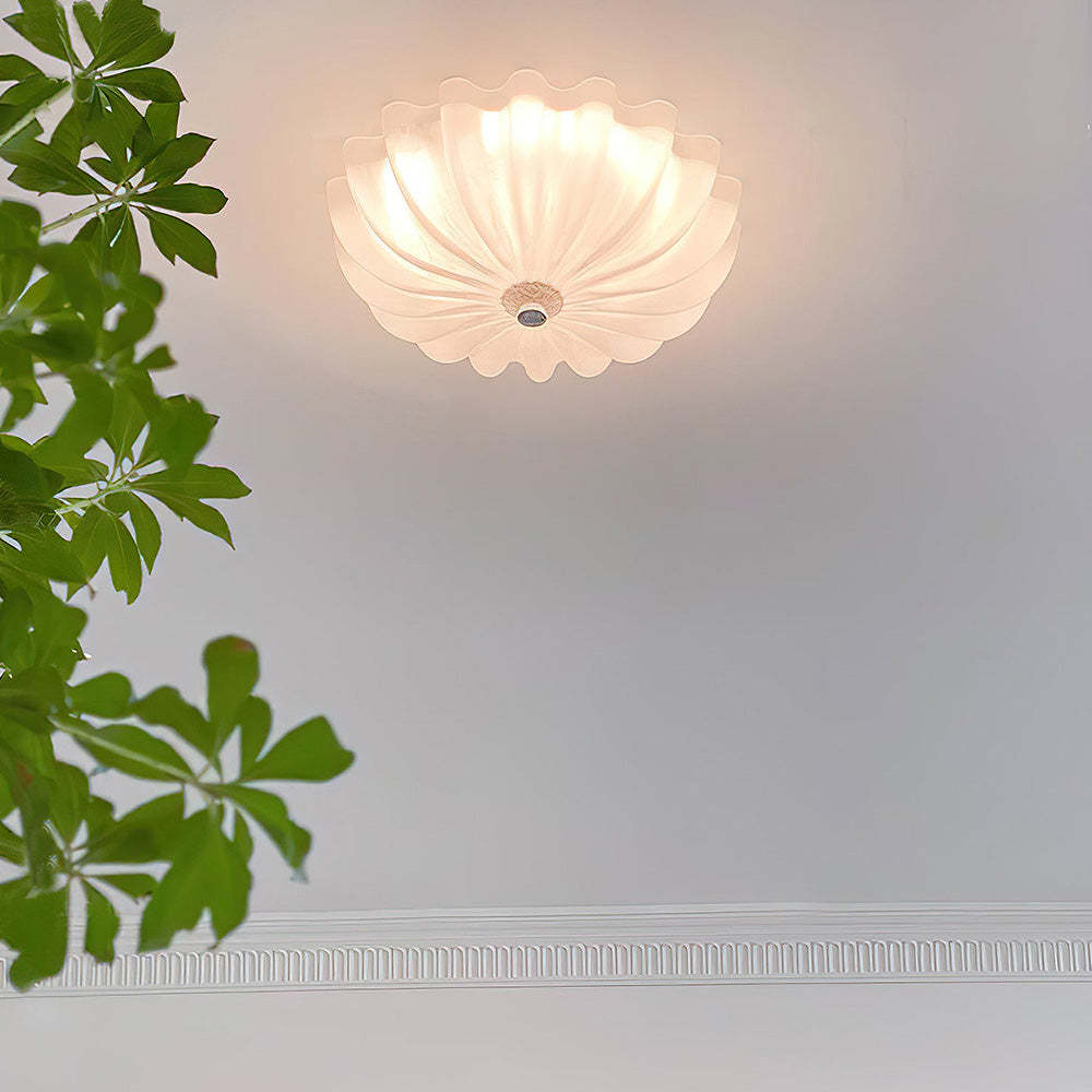 French White Glass Flush Ceiling Light -Homdiy