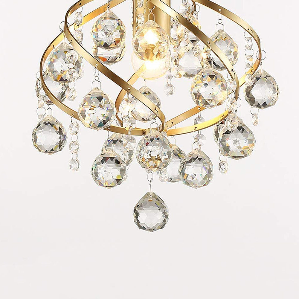 Homdiy Ceiling Light Vintage Crystal Ball Spiral Ceiling Light For