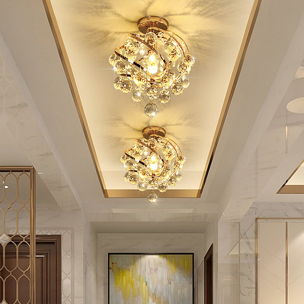 クリスタルボール型ペンダントライト Homdiy Ceiling Light Vintage Crystal Ball Spiral Ceiling Light For