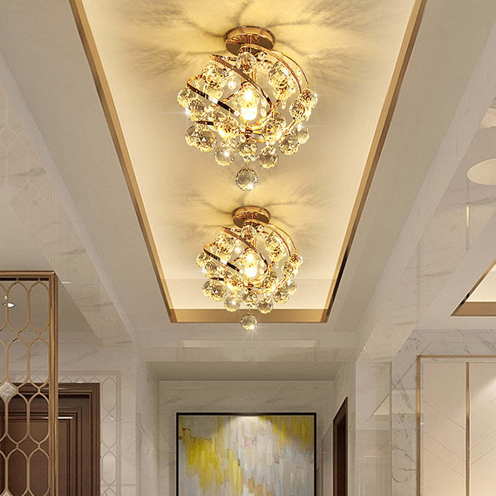 Vintage Crystal Ball Spiral Ceiling Light -Homdiy