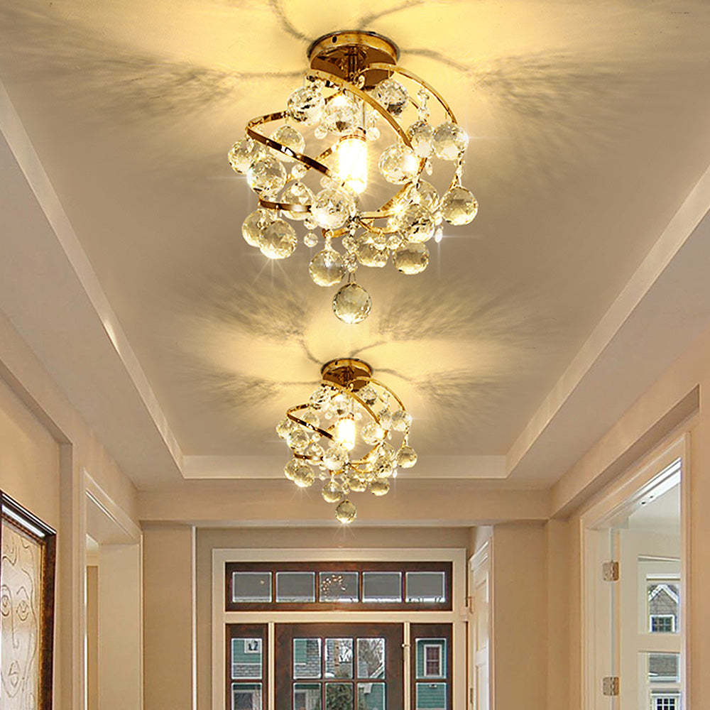 Vintage Crystal Ball Spiral Ceiling Light -Homdiy