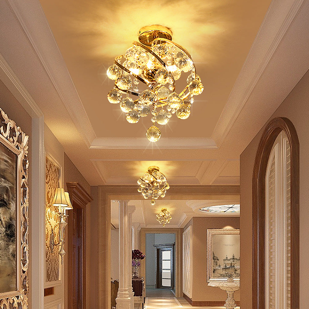 クリスタルボール型ペンダントライト Homdiy Ceiling Light Vintage Crystal Ball Spiral Ceiling Light For