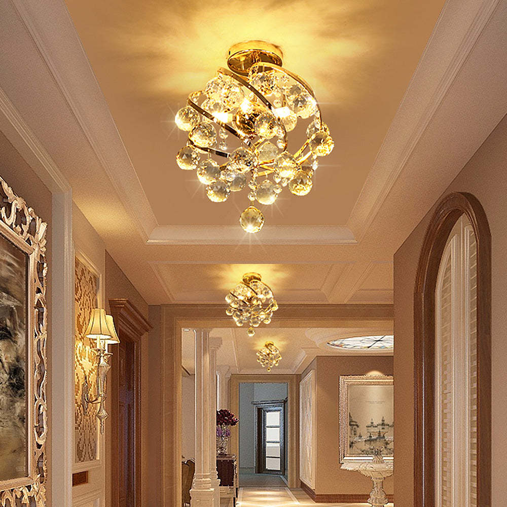 Vintage Crystal Ball Spiral Ceiling Light -Homdiy