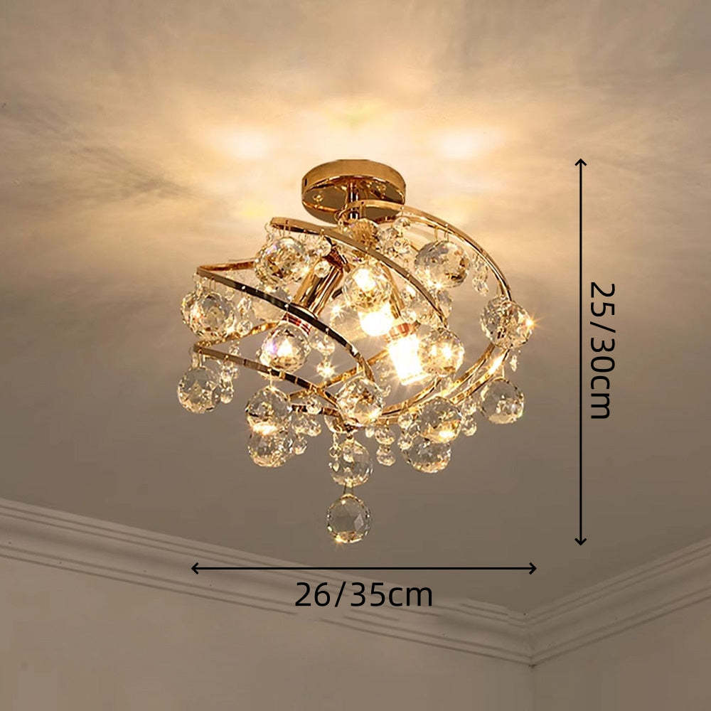 Vintage Crystal Ball Spiral Ceiling Light -Homdiy