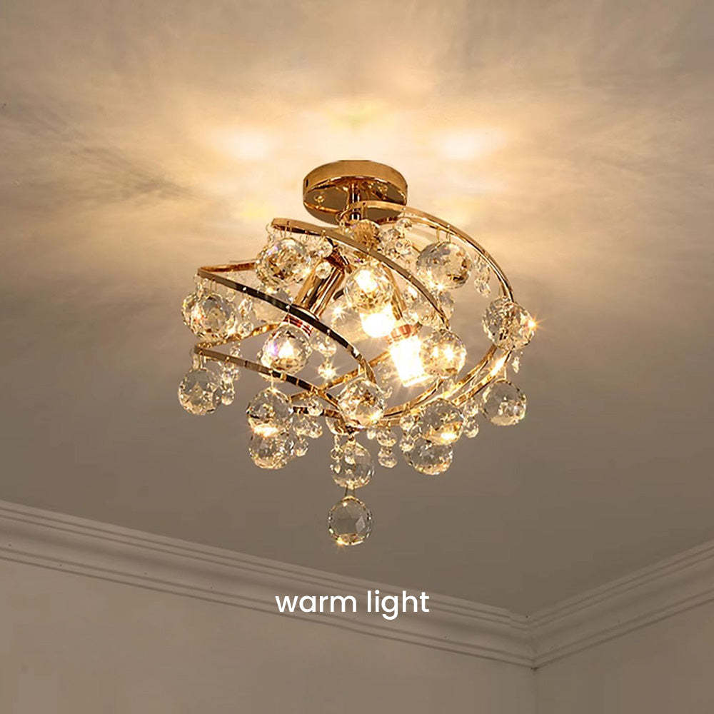 Vintage Crystal Ball Spiral Ceiling Light -Homdiy