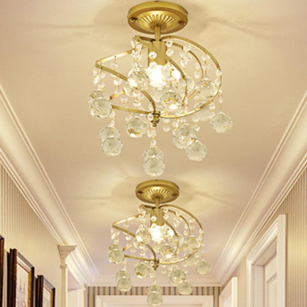 Homdiy Ceiling Light Vintage Crystal Ball Spiral Ceiling Light For