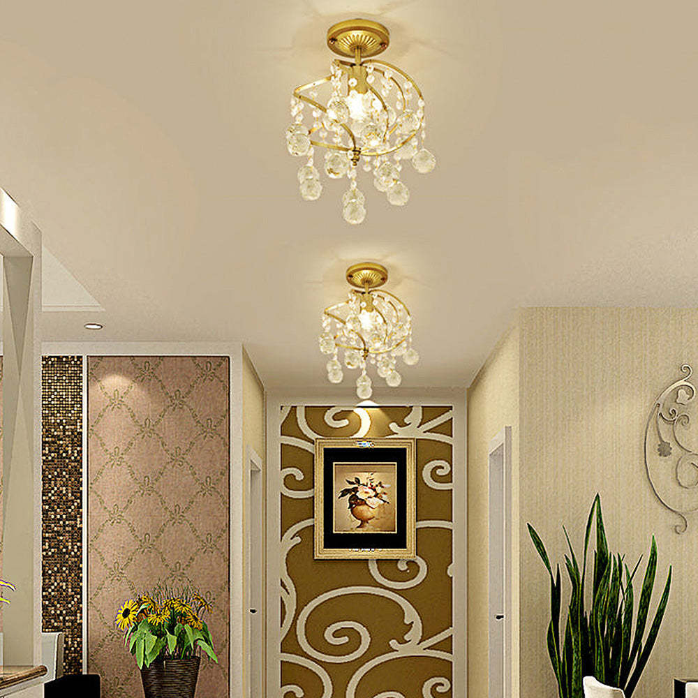 Homdiy Ceiling Light Vintage Crystal Ball Spiral Ceiling Light For
