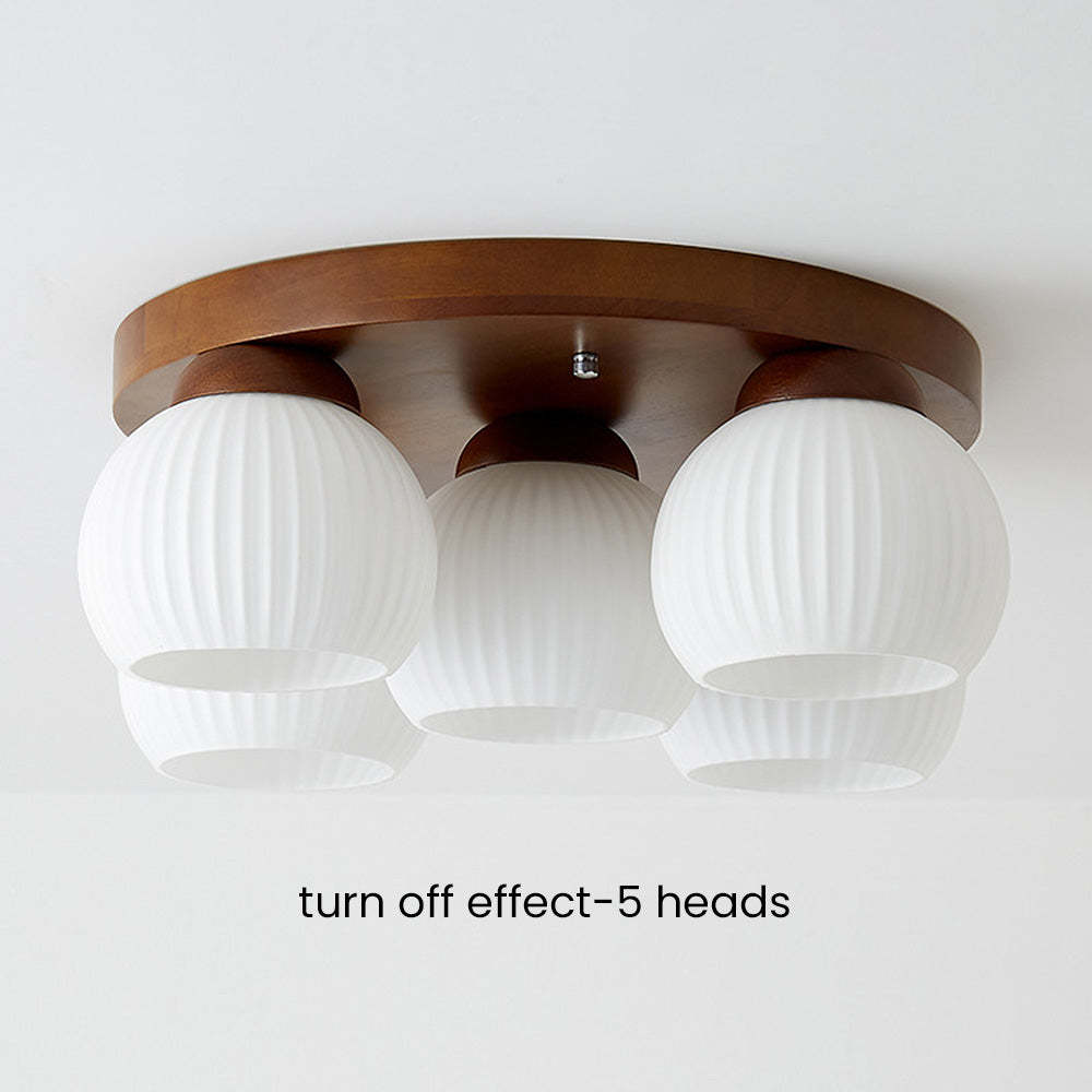 Nordic Wood Art Multi-Heads Round Ceiling Lamp -Homdiy
